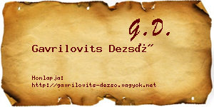 Gavrilovits Dezső névjegykártya